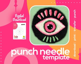 Boho Evil Eye Digital Pattern for Punch Needle, Printable Templates, PDF Download, Multiple Sizes Included!