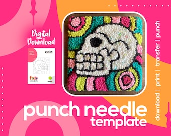 Aztec Skull Symbol Digital Pattern for Punch Needle - 8" & 10" Square, Printable Templates, PDF Download, Multiple Sizes Included!