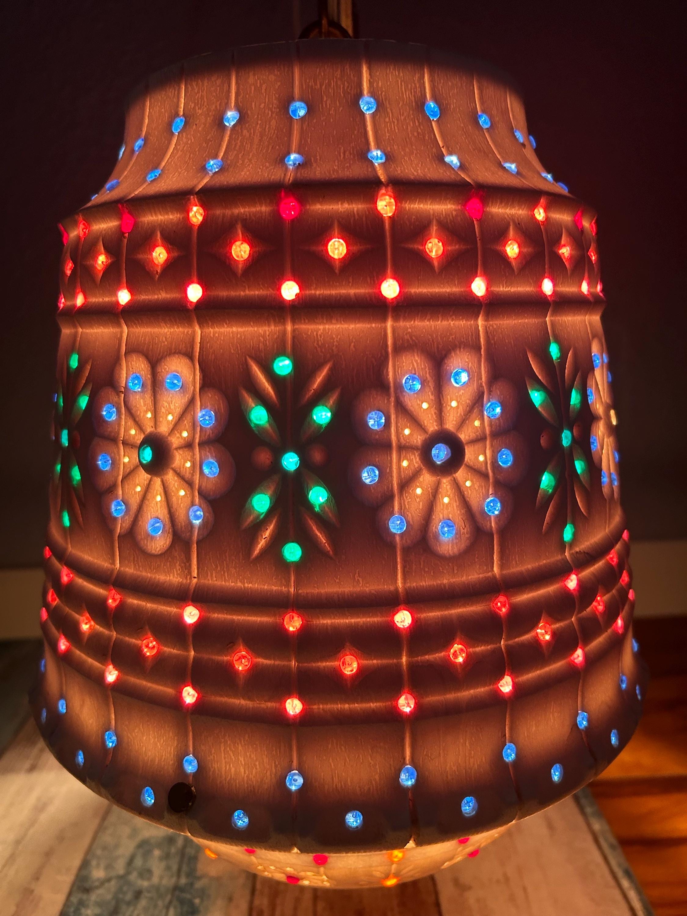 Vintage 70s LAWNWARE USA Beads Outdoor Hanging Swag Lamp RV