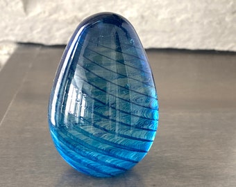 OBG Ornamental Blown Glass Paperweight Art Sculpture Swirl Signed 1996