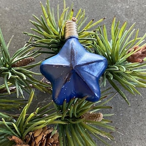 Blue Star Christmas Tree Vintage Lightbulb Ornament Antique