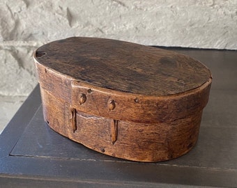 Primitive Band Laced Box Pantry Treenware Bentwood Box Early American New England