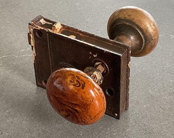 Bennington und Messing Antique Türknopf Set mit Schaft Antique Hardware Architektonische Bergung
