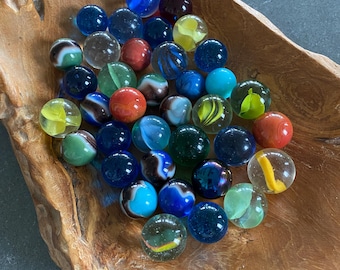 Juego de 3 canicas de vidrio vintage con forma de ojo de gato en espiral Akro Marble King 1920-1970