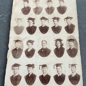 Graduation Vintage Cabinet Card Photo Sepia Black and White Iowa Photography