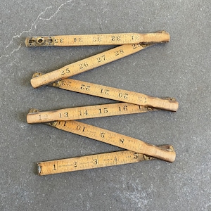 Vintage Wood Extension 36&quot; Folding Ruler 1920 Advertising