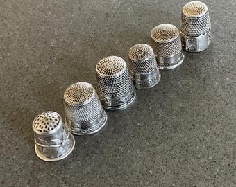 Sterling Silver Thimbles Vintage Hand Sewing Collectible Antique