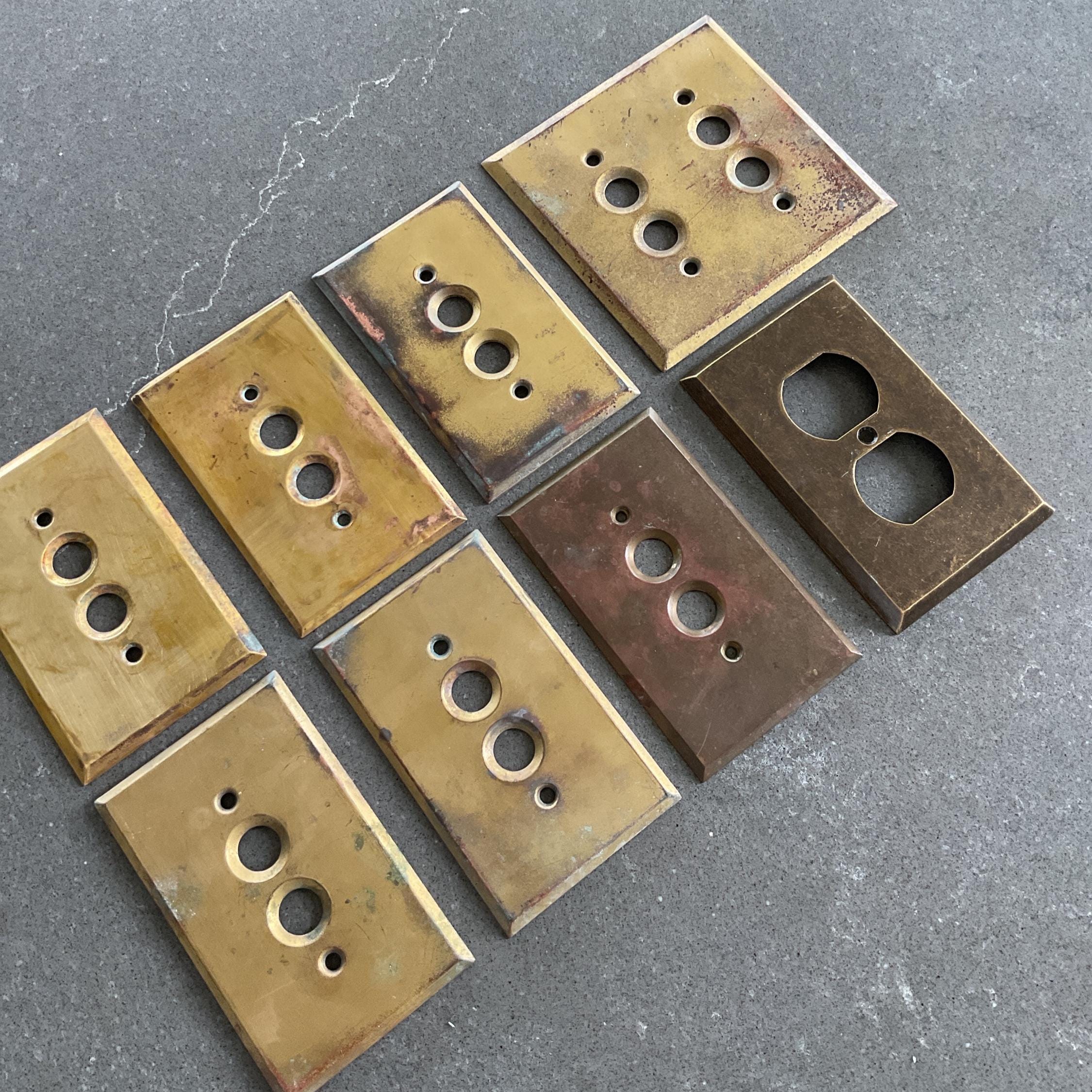 Vintage Brass Light Switch Plates Push Button or Outlet Cover 1930's Restoration Architectural Salvage