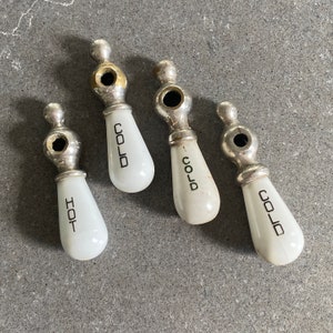 Porcelain Hot Cold Faucet Handles Vintage Antique Kitchen Bathroom Hardware