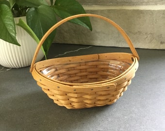 Longaberger Oval Basket with Handle and Plastic Liner Signed