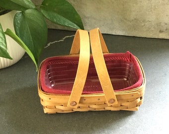 Longaberger Key or Remote Basket with Handles Fabric Liner Small Rectangular