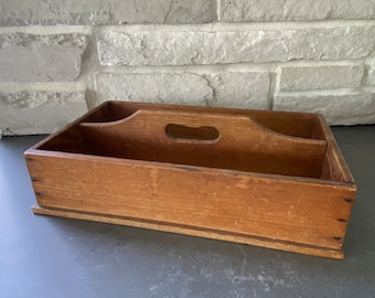 Primitive Cutlery Tray Large Maple Wood Kitchen Storage Display