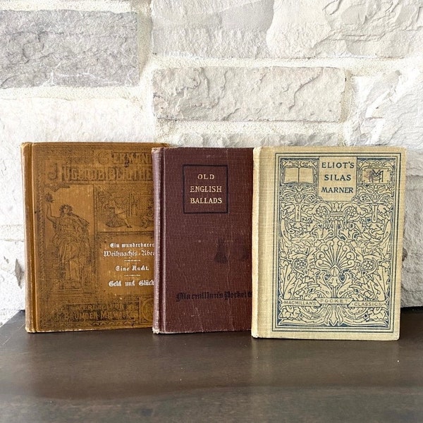 Book Set of 3 Old English Ballads, Eliot's Silas Marner and German Fiction vintage Books