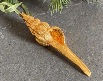 Shell Christmas Ornament Dipped in Real Gold Home Decor