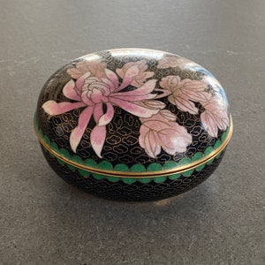 Cloissone Floral Trinket Box Jingfa Chinese Enamel Jewelry Case Gift Box