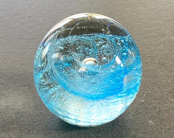 Blue Swirl Crystal Paperweight Handblown Dynasty Gallery Vintage Art Handmade