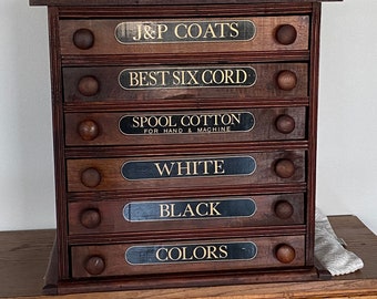 J&P Coats Spool Cabinet Thread Store Display Antique Furniture End Table