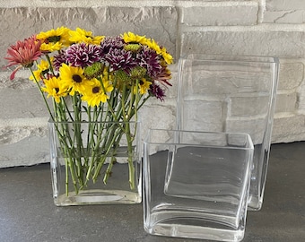 Rectangular Flower Vase Clear Glass Book Vase Wedding Home Decor