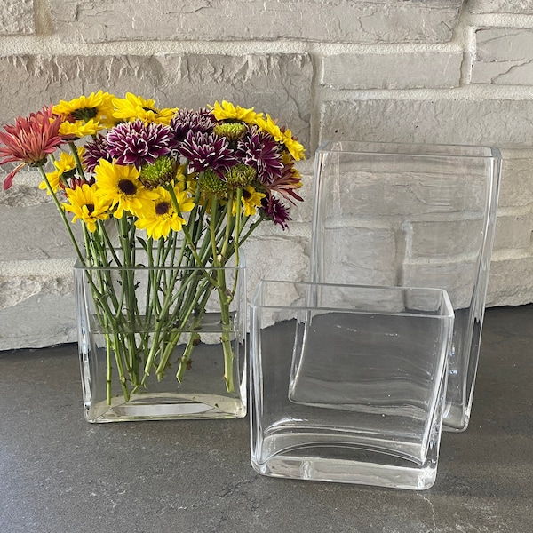 Rectangular Flower Vase Clear Glass Book Vase Wedding Home Decor
