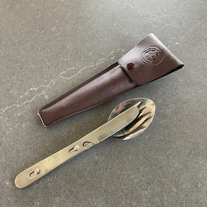Boy Scout 1940 Utensil Camping Kit Vintage Knife Fork Spoon Memorabilia with Cover