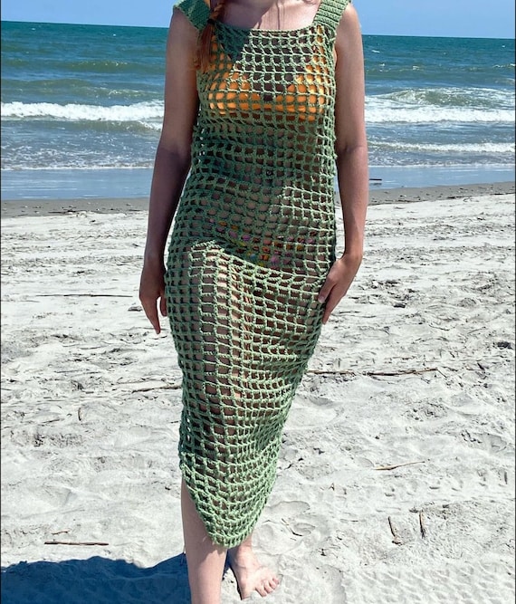 Sage Green Mesh Bathing Suite Cover-up Dress - Etsy Denmark