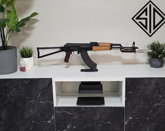 AK-47 / AKM Display Stand | Steel Magazine Mount Rifle Holder | Carbon Fiber Reinforced | Gun Room & Man Cave Decor | Made in USA