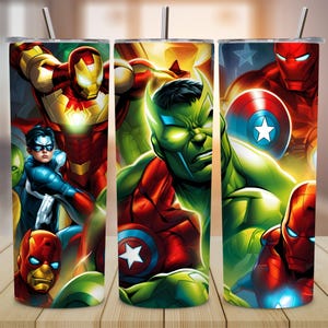 Envoltório de copo de super-herói, design de sublimação Png de copo de 20 onças, desenhos de desenhos animados digitais, modelo de arquivo PNG