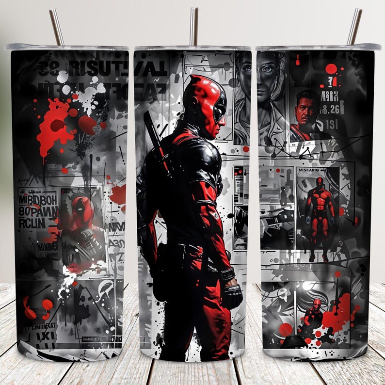 Deadpool Tumbler Wrap: 20 Oz Sublimation Design (PNG Digital Download ...