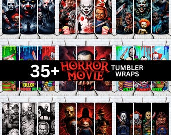 Horror Movie Tumbler Wrap Bundle: Slasher Icons PNG (Digital Download)
