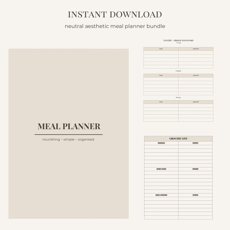 Minimalist Weekly Planner | Printable | Digital | Neutral A4 Meal Plan ...