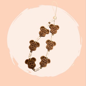 Mickey Waffle Beaded Phone Charm: Disney-Inspired Accessory