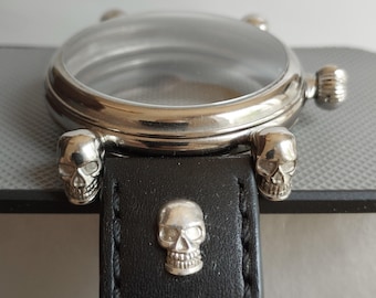 Handmade watch case with skull MADE TO ORDER, Skull watch case, Skull watch strap