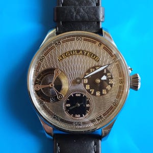 Custom watch with Moeris movement, Regulateur watch, Mens watch, Author&#39;s watch Moeris, Dial with Guilloché elements