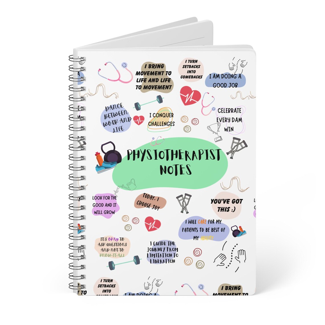Physiotherapist Gift, Physiotherapy Note Book, Daily Affirmation Notes ...