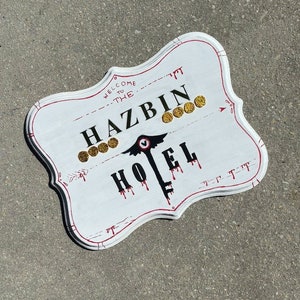 Hazbin Hotel White Wooden Sign