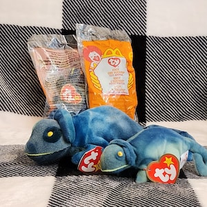 Beanie Baby Rainbow the Chameleon and Teenie Beanie Baby Rainbow the Chameleon, Great Gift for the Nature Lovers, Rainbow the Blue Chameleon