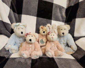 Boyds Bears White and Blue or Pink Bear or Rabbit Plush Jointed Teddy, Guinever Boyds Bear, Gwynda Boyds Bear, Gift for Christmas