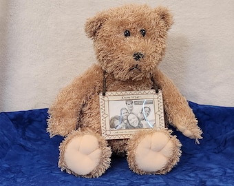 Vintage Teddy Bear Photoframe, Kitsch Pottery Teddy Bear Frame