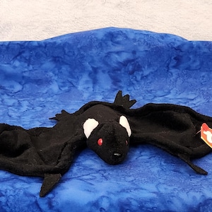 Beanie Baby Radar the Black Bat with Red Eyes and White Ears, Halloween Beanie Baby Home Decor, Bat Lovers Gift, Gift for Halloween