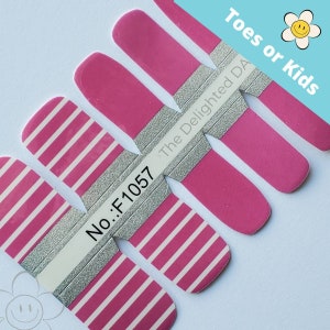 Pink Striped Nail Wraps: Kid Size Nail Art Stickers