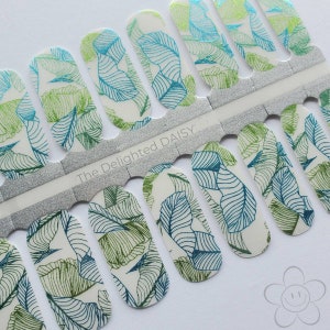 Metallic Palm Leaves Transparent Overlay Nail Wraps, Nail Strips, Nail Stickers, Nail Art