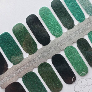 Green Ombre Glitter Day Nail Wraps, Nail Strips, Nail Stickers, Nail Art