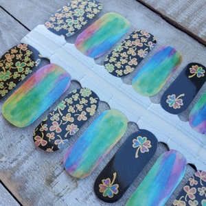 Rainbow Shamrock Nail Wraps: Lucky Nail Art Stickers