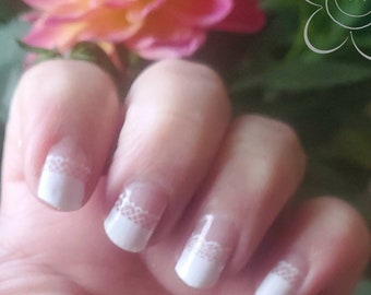 Envolturas de uñas de encaje francés, tiras para uñas, pegatinas para uñas, decoración de uñas