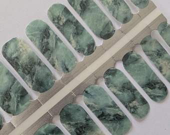 Emerald Green Marble Nail Wraps: Easy Nail Art Stickers