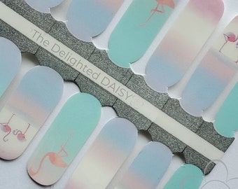 Florida Flamingo Ombre Nail Wraps, Nail Strips, Nail Stickers, Nail Art