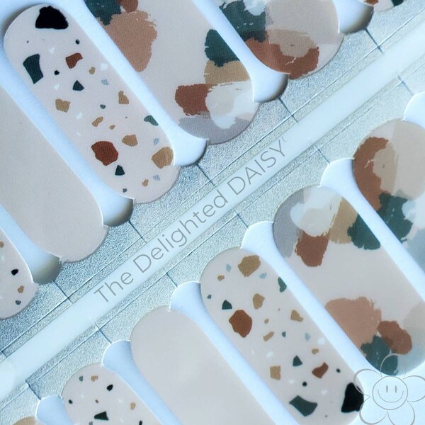 Neutral Terrazzo Nail Wraps, Nail Strips, Nail Stickers, Nail Art