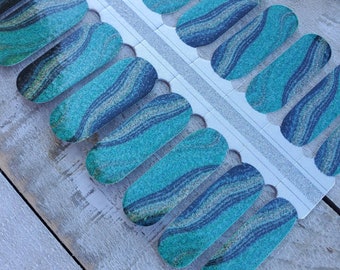 Green Marble Nail Wraps: Squiggle Nail Art Stickers