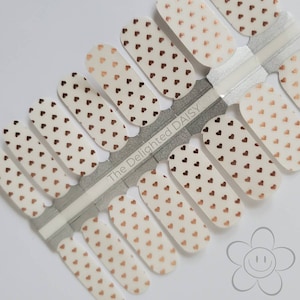 Rose Gold Heart Nail Wraps: Transparent Overlay Nail Art