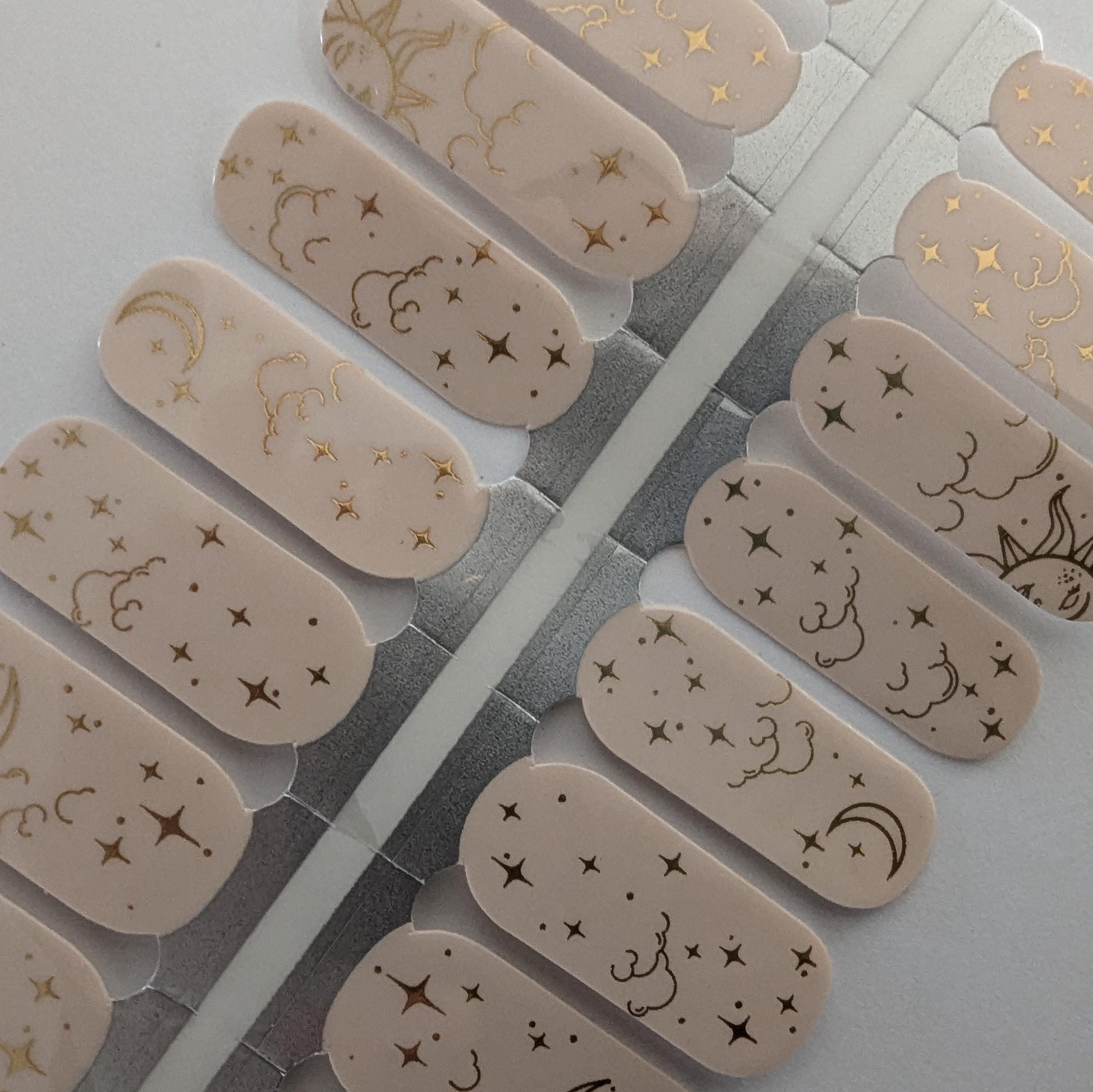 Celestial Sun Nail Wraps, Nail Strips, Nail Stickers, Nail Art